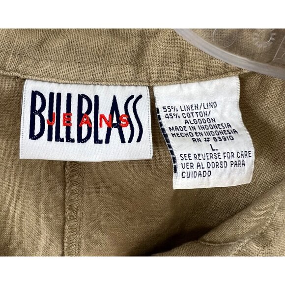 Bill Blass Jeans Vintage Women's Sleeveless Khaki Button-Front Dress Size Med - Picture 2 of 7